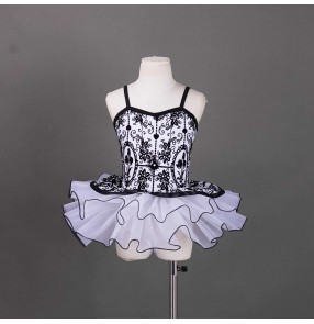 Girls toddlers tutu skirts ballet dance dresses white black ballerina performance jazz dance outfits for kids 